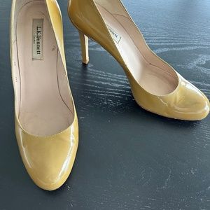 LK Bennet patent leather nude classic pumps known for comfort